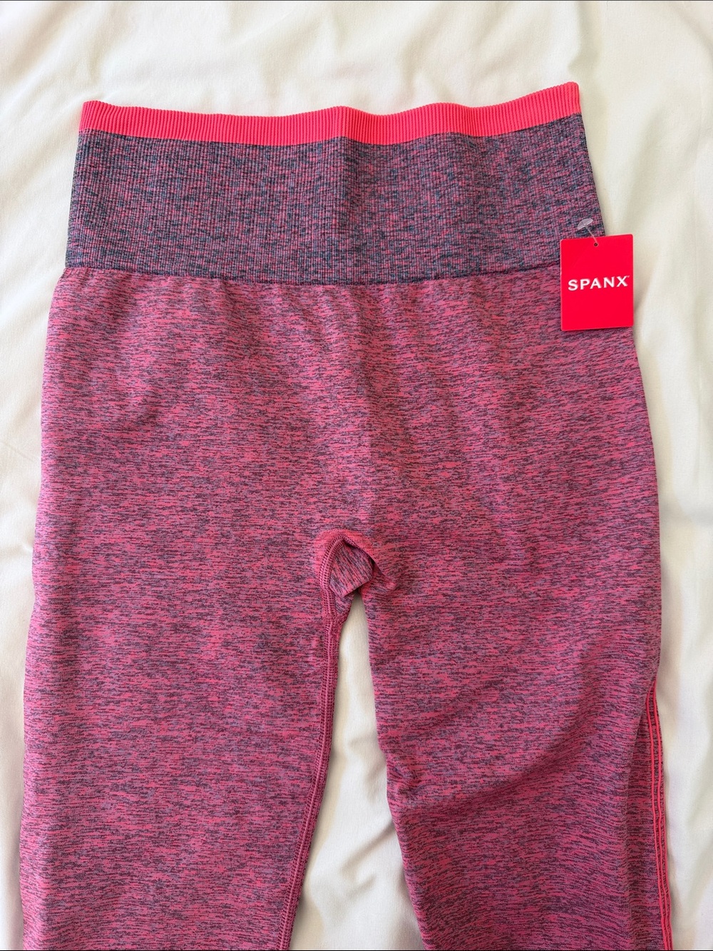 SPANX Heathered Pink and Dark Pink High-Rise Leggings